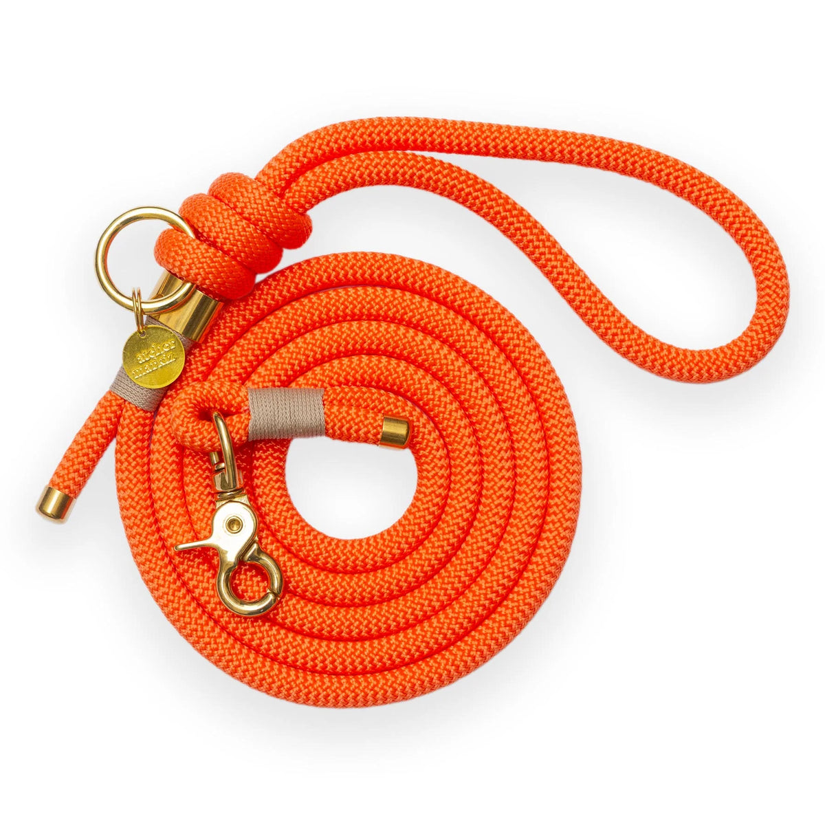 Laisse mains-libres en corde Orange néon