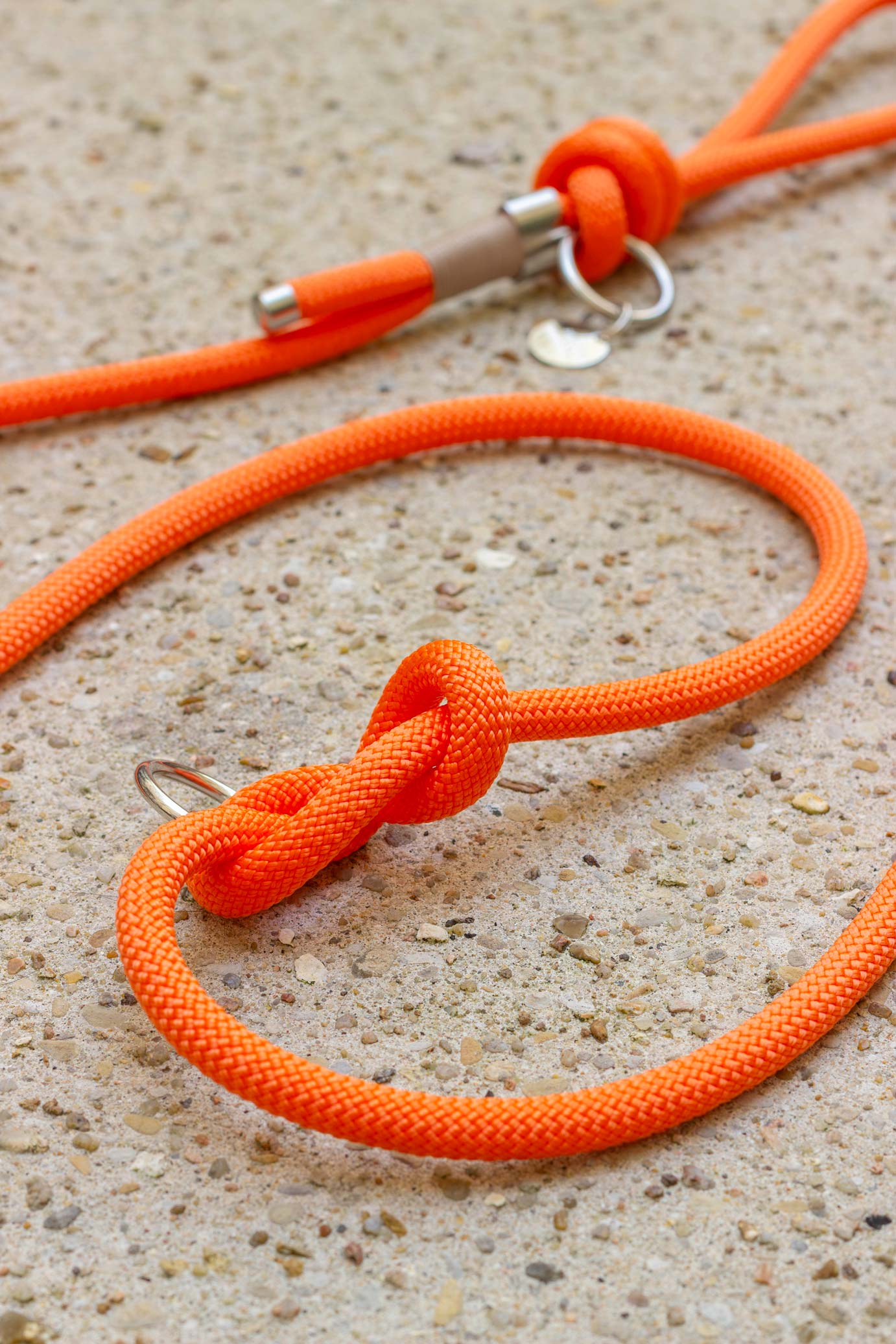 Laisse mains-libres en corde Orange néon