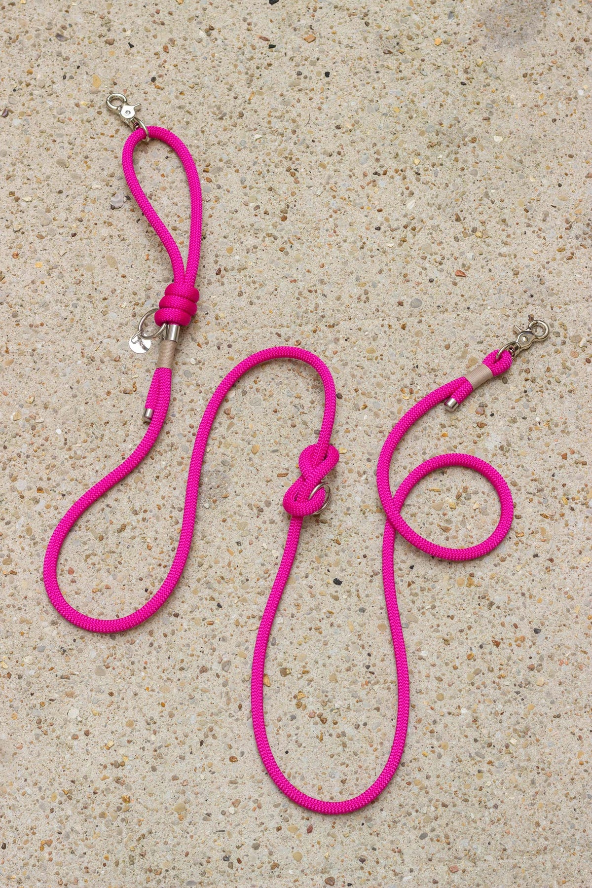 Laisse mains-libres en corde Fuschia