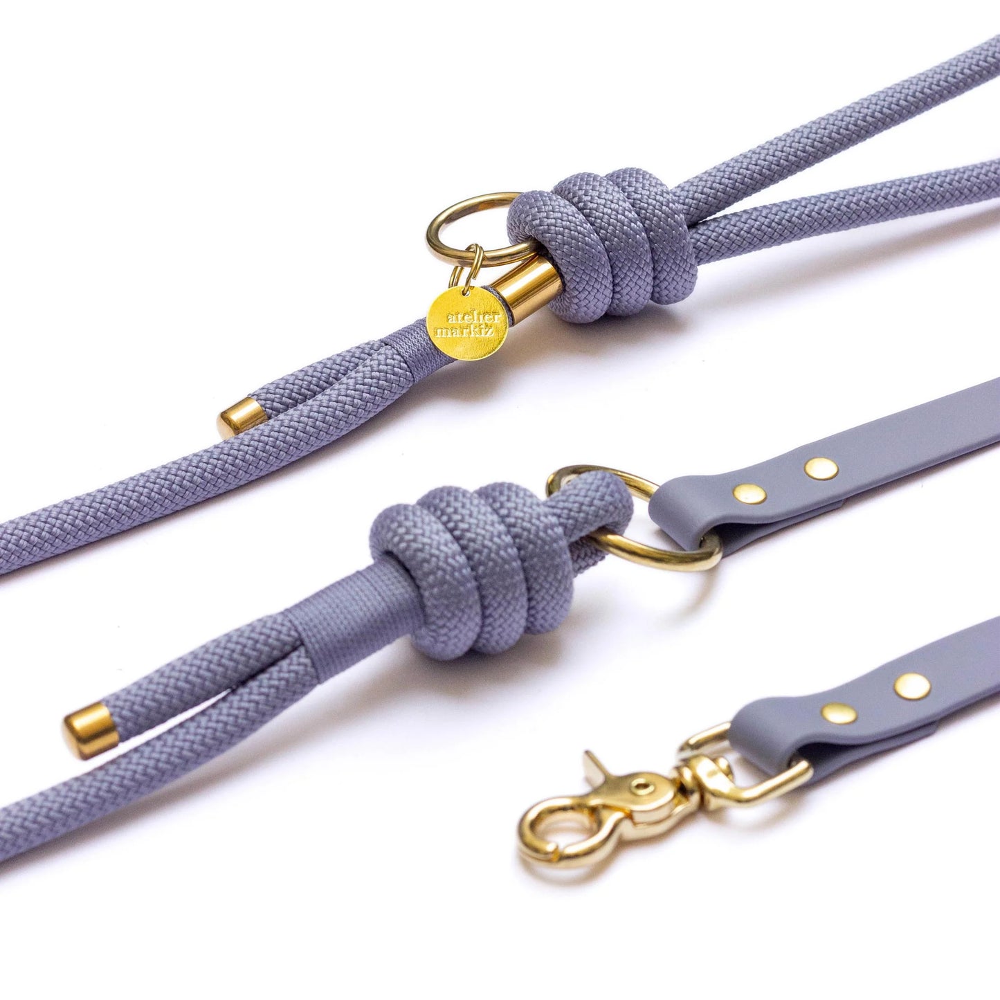 Hands-free leash Grey in rope and biothane