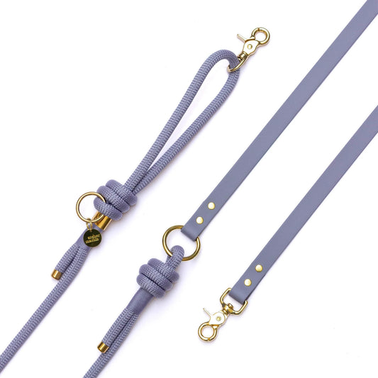 Laisse mains-libres Grey en corde et biothane