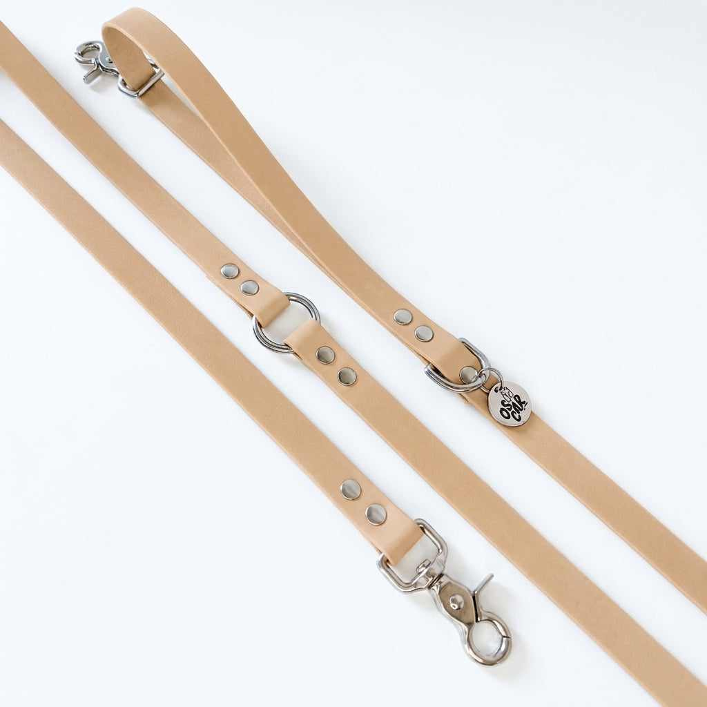 Beige multi-position Biothane leash