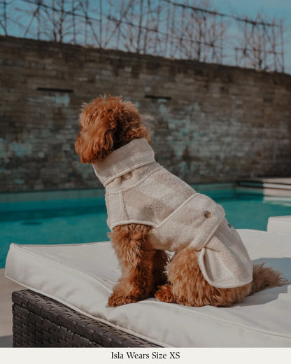 Peignoir pour chien à rayures beige