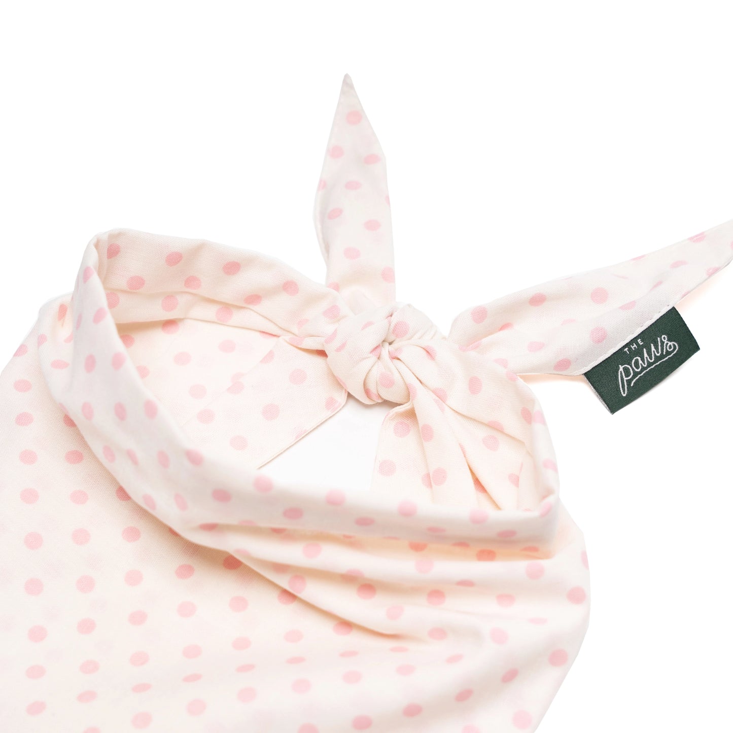 Bandana blanc à pois rose
