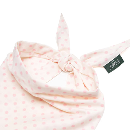 Bandana blanc à pois rose