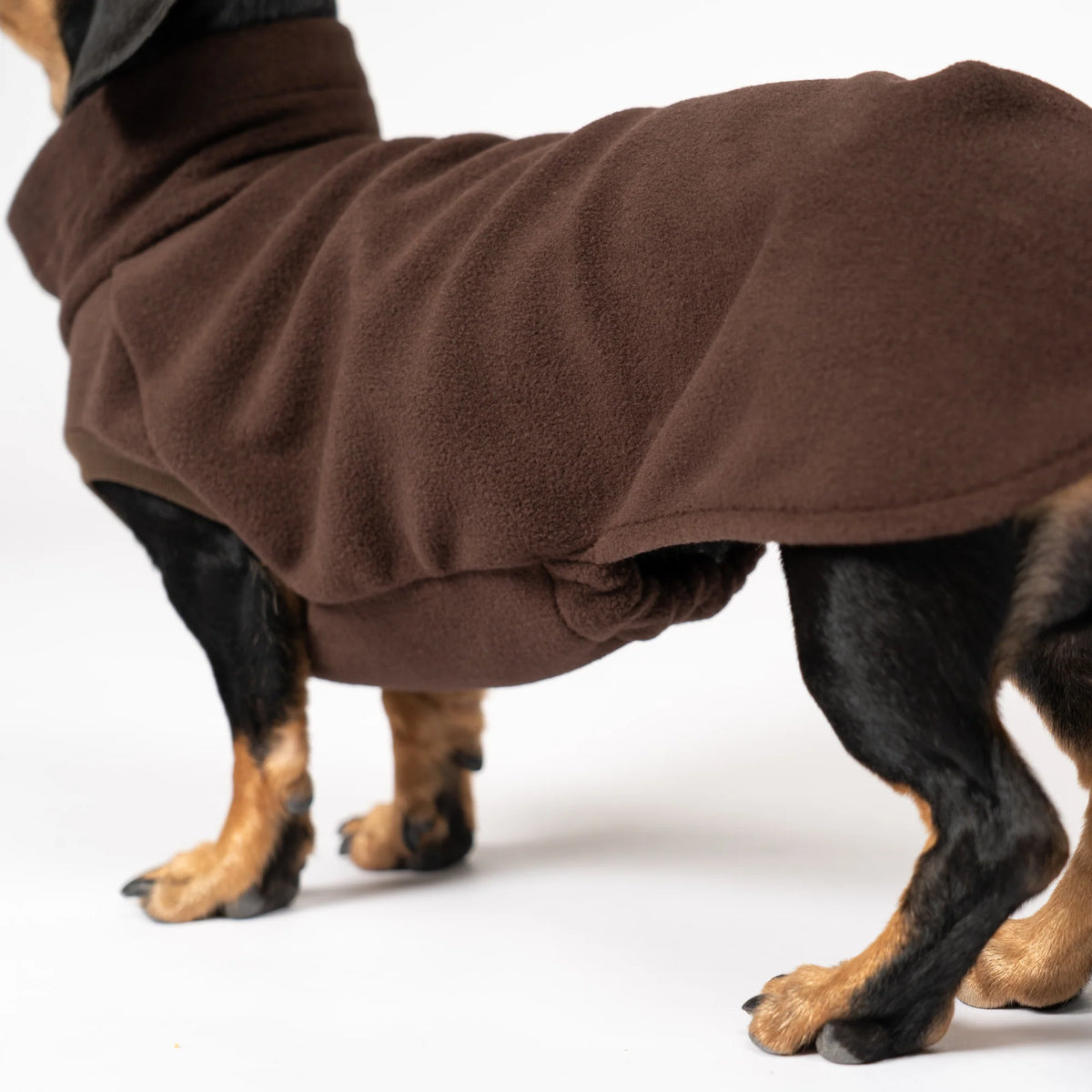 Pull polaire marron pour teckel