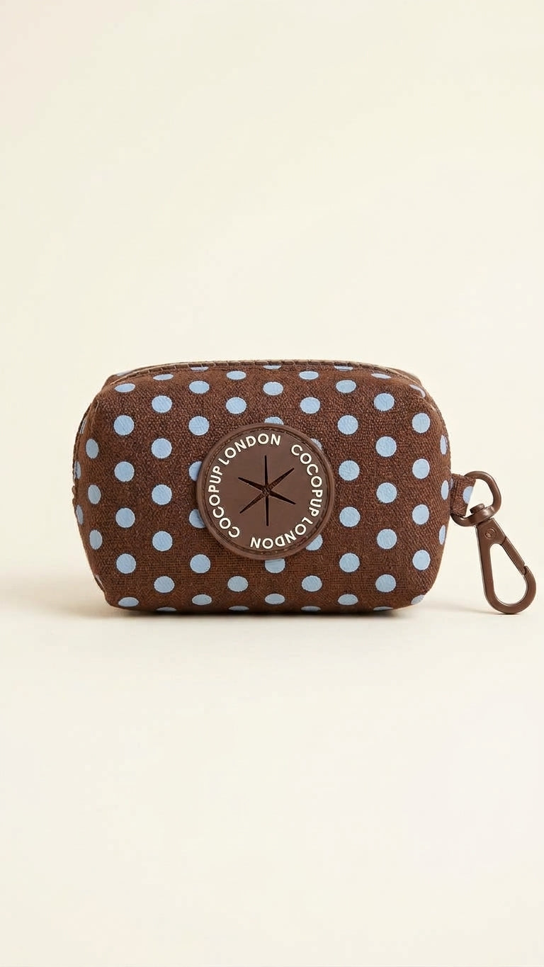 Distributeur de sacs à déjections marron à pois