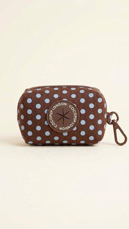 Distributeur de sacs à déjections marron à pois
