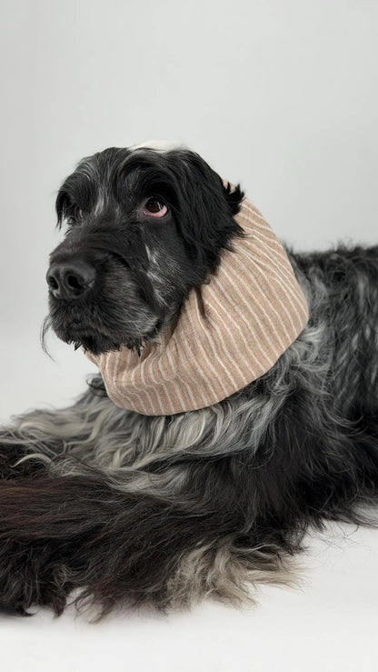 Snood beige à rayures en coton