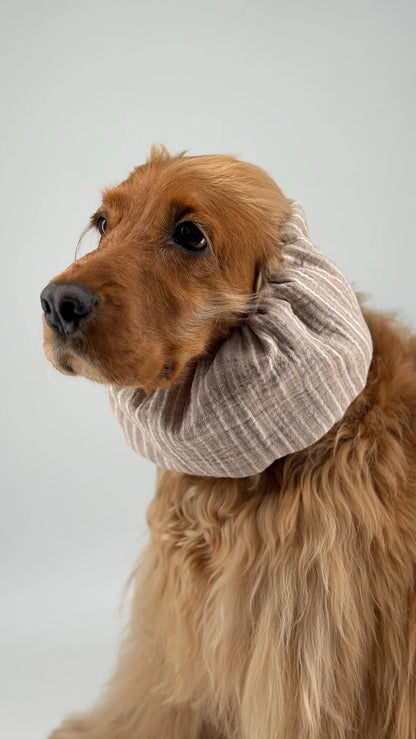 Snood beige à rayures en coton