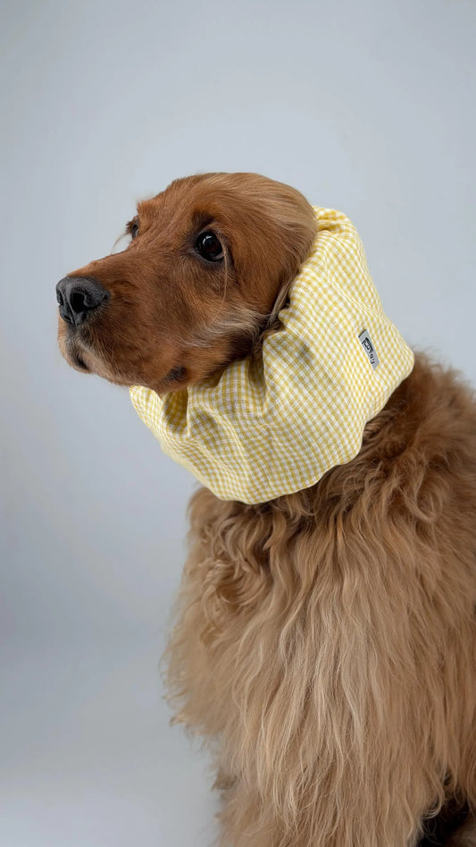 Snood vichy jaune en lin