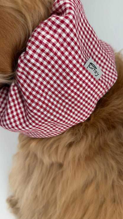 Snood vichy rouge en lin