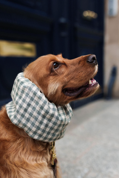 Snood vichy vert en lin