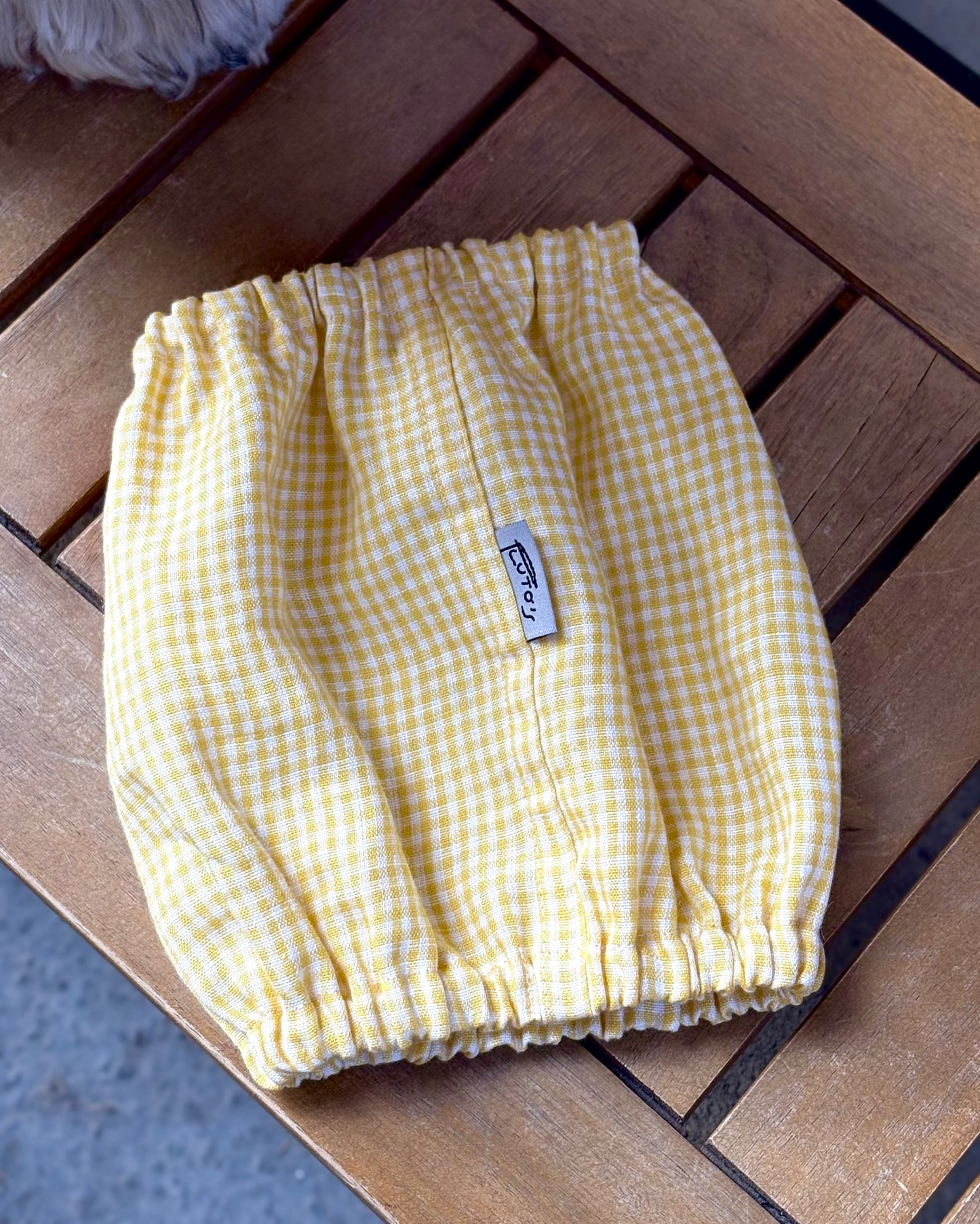 Snood vichy jaune en lin