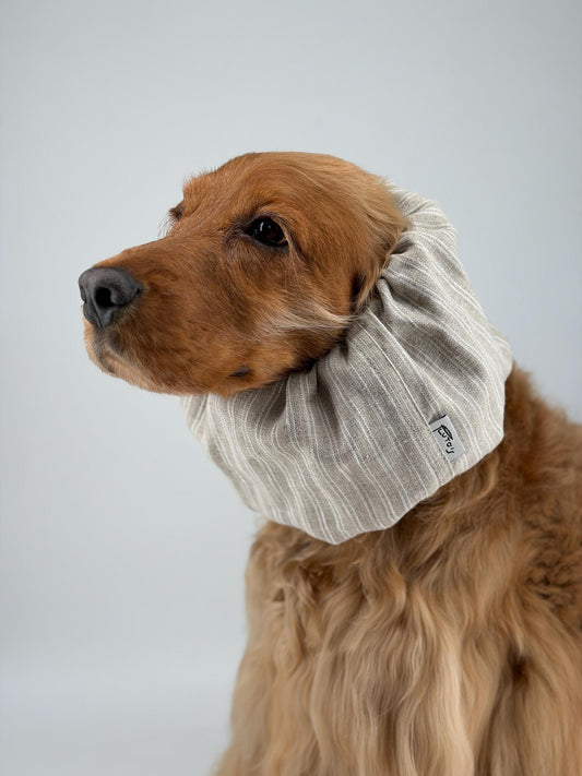 Beige striped linen snood