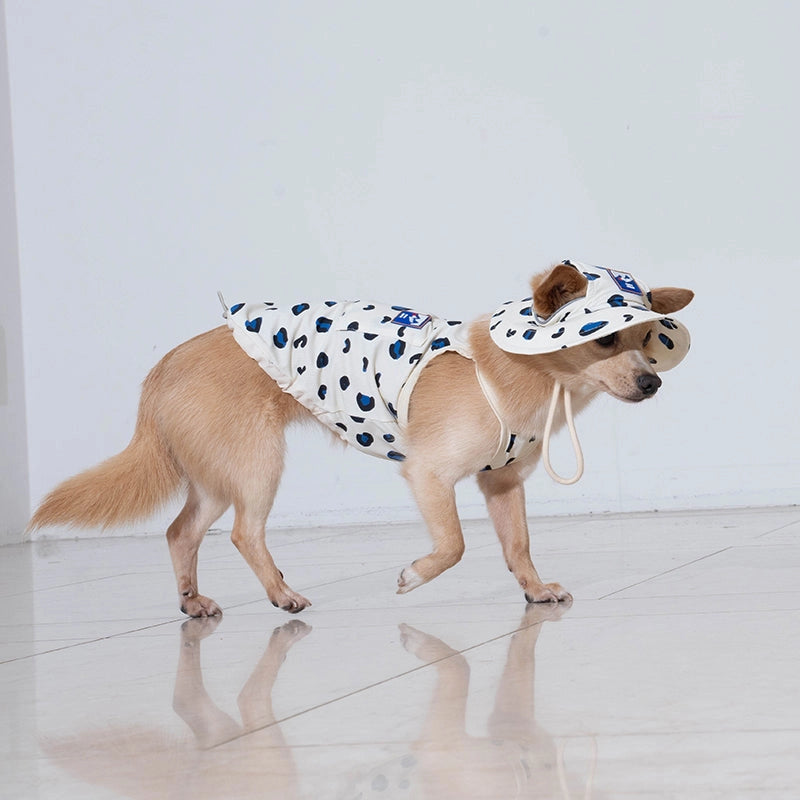 White and blue leopard bob