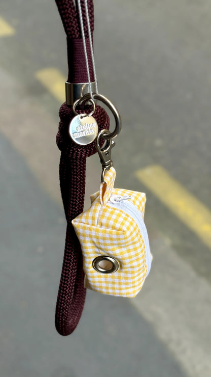 Porte-sacs à déjections vichy jaune