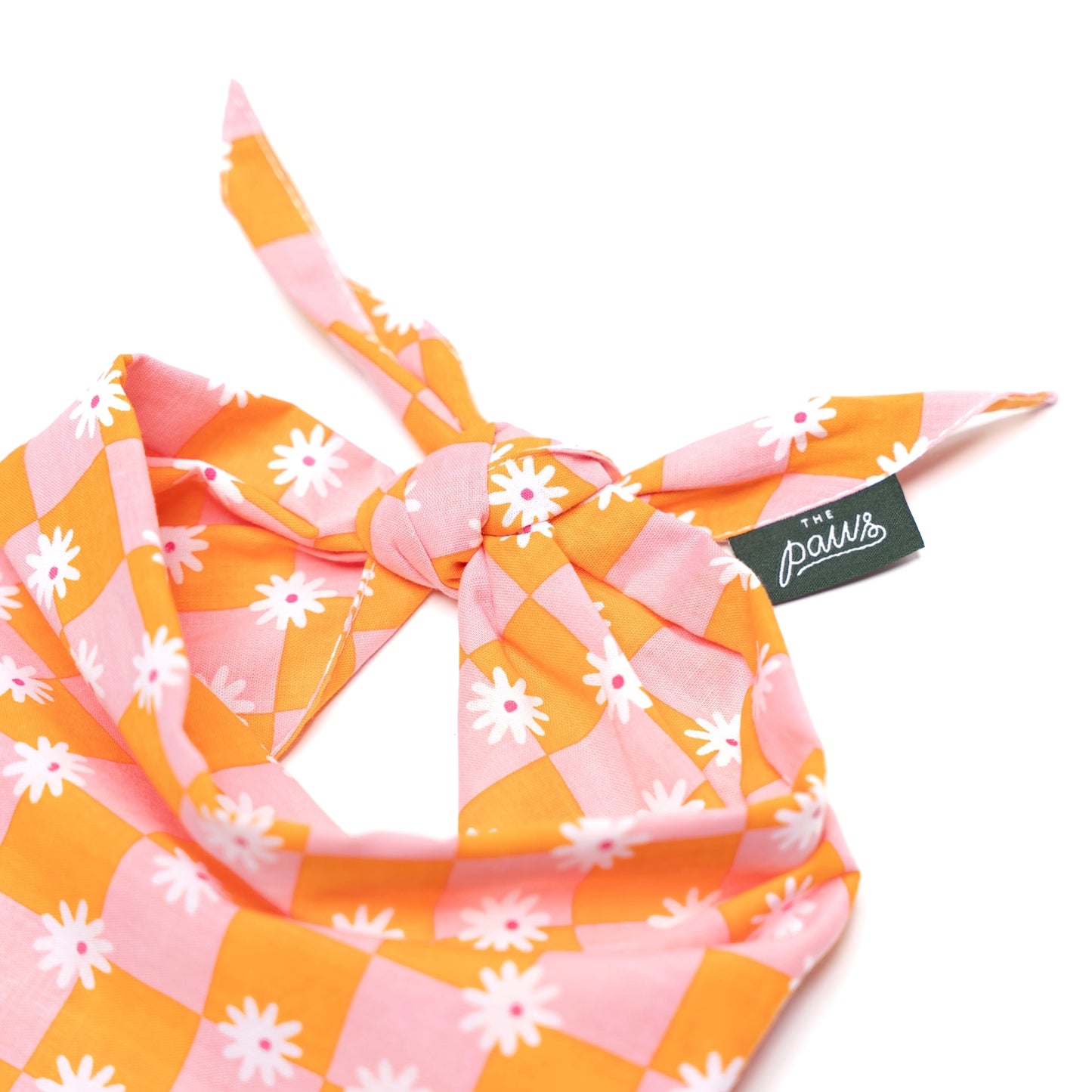 Orange and pink checkered bandana